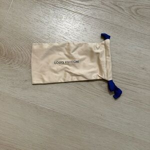 Louis Vuitton Cream Pouch with Blue Drawcords
